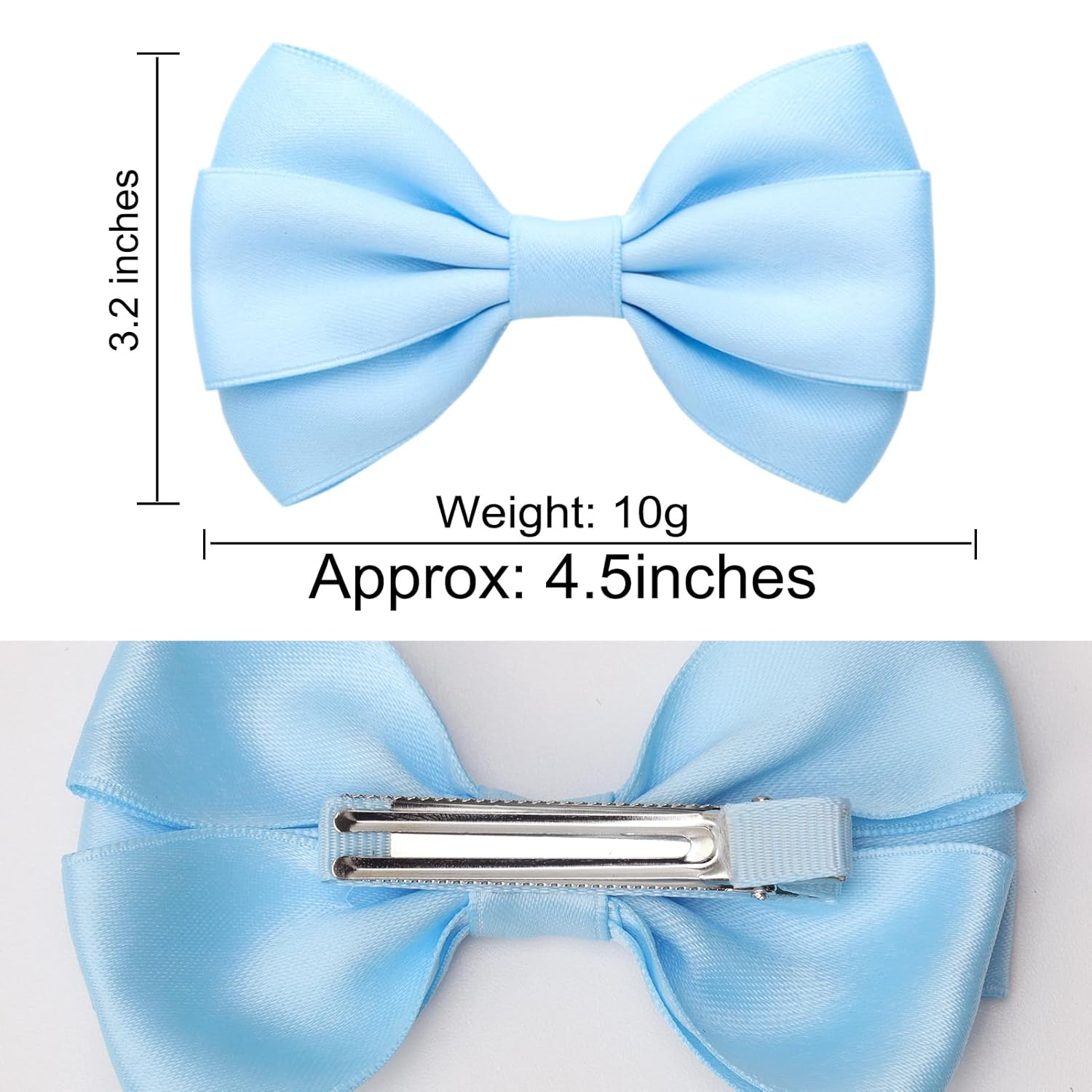Zolyco 4.5" Hair Bows for Women & Girls – Thick Ribbon Boutique Alligator Clips, Double Bow Design Hair Accessories – 2 Pcs (Light Blue)