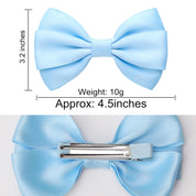Zolyco 4.5" Hair Bows for Women & Girls – Thick Ribbon Boutique Alligator Clips, Double Bow Design Hair Accessories – 2 Pcs (Light Blue)
