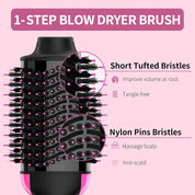 4-in-1 Hair Dryer Brush and Styler Volumizer – Black/Pink, Ceramic Titanium Barrel