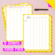SpriteGru 8-Pack Division Whiteboards – Double-Sided Dry Erase Math Learning Boards for Kids, Students, Classroom & Home, 12” x 9”
