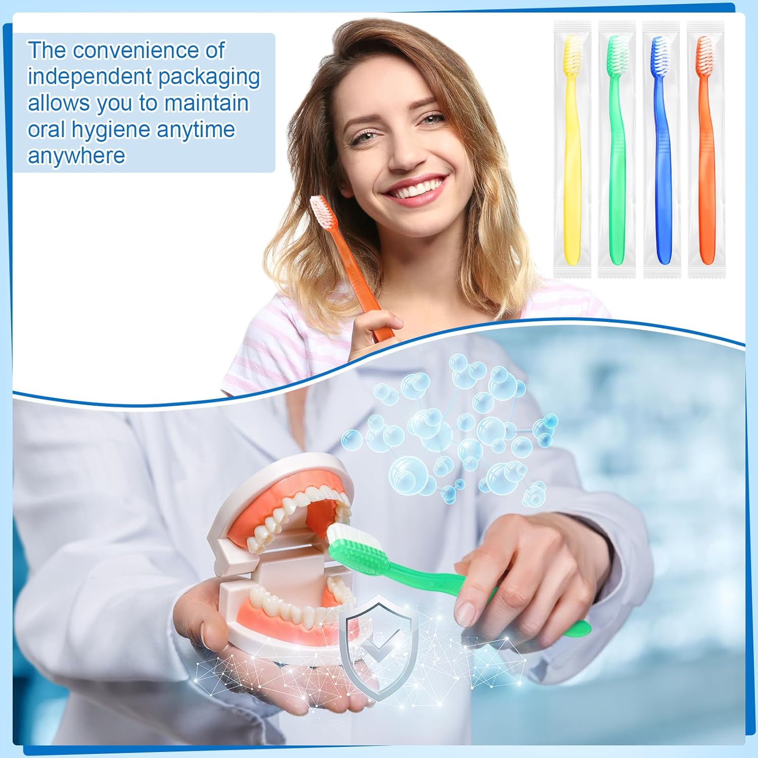 100 Pcs Prepasted Disposable Toothbrushes – Individually Wrapped, Soft Bristles, Colorful Bulk Set for Travel, Hotel, Camping, Homeless Donations