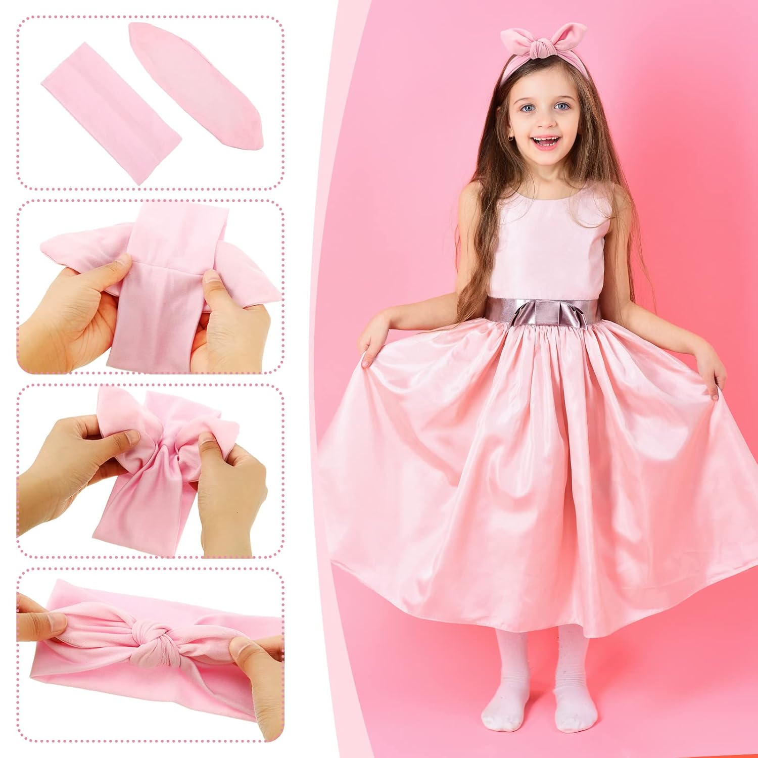 Giegxin 12-Pack Colorful Cloth Headbands for Girls – Removable Rabbit Ear Bow Hairbands, 12 Colors