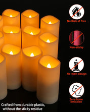 Enido 12-Pack Flameless LED Candles with Remote & Timer – Waterproof Outdoor Battery Operated Flickering Lights – Ivory White