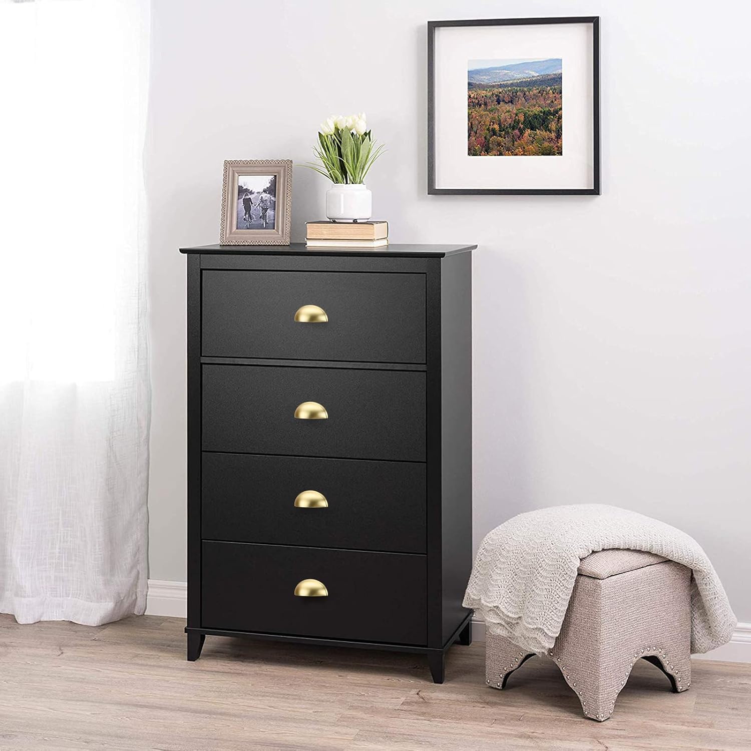 Goldenwarm 10-Pack 3" Brushed Gold Cup Pulls – Brass Bin Drawer Handles for Cabinets & Dressers