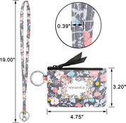 MNGARISTA Zip ID Case with Lanyard – Cotton Wallet & ID Holder – Pastoral Scene Compact Design with Clasp & Zip Closure