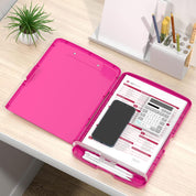 Rimilak Plastic Clipboard with Storage – 8.5 x 11 High Capacity Side-Opening Folio Nursing Case with Pen Holder – Red