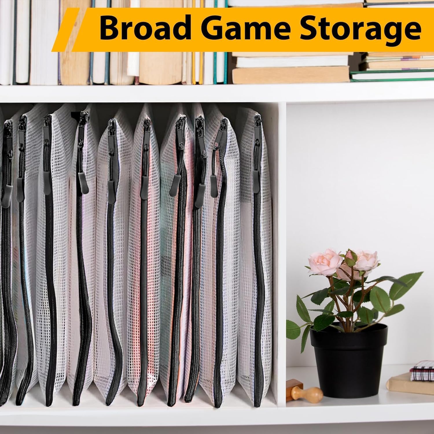 18pcs Mesh Zipper Pouch File Bags – 10 Large A3 & 8 Letter A4 Waterproof PVC Storage Bags – Black Reusable Zipper Bags for Puzzles, Board Games, School & Office Supplies