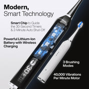 Duo Dual Handle Electric Toothbrush Set – Ultra Whitening – White & Black – Wireless Charging – Timer – Waterproof