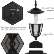 Dynaming Solar Flame Post Cap Lights – 2 Pack Outdoor Waterproof LED Lanterns for 4x4, 5x5, 6x6 Wooden Fence Posts – Flickering Flame, Solar Powered, Garden Patio Deck Light