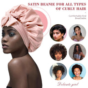 Satin Hair Bonnet with Wide Tie Band – Silk Sleeping Cap for Women & Girls, Light Pink