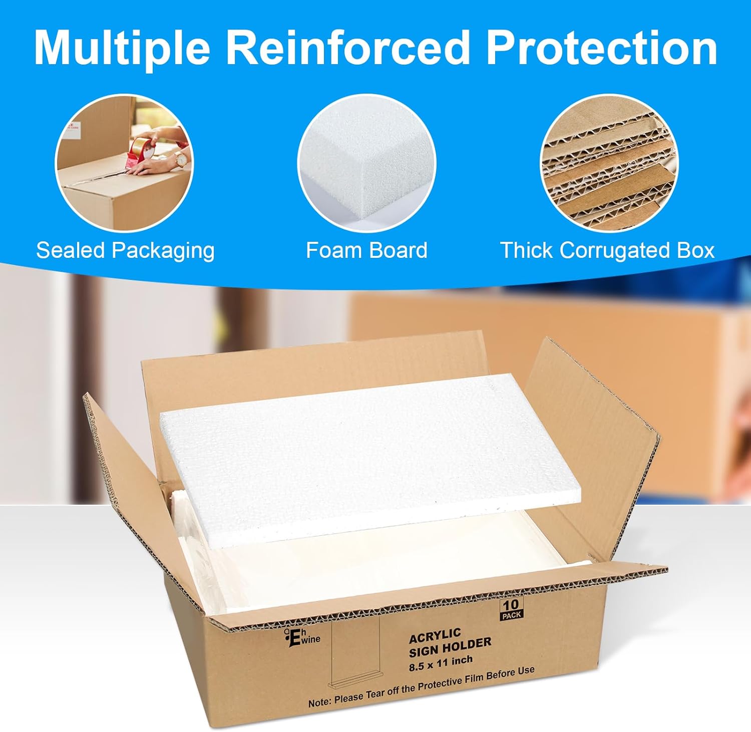 EHWINE Acrylic Sign Holder 8.5 x 11 – 6 Pack Double-Sided Clear Stand-Up Display Frames, Polished Acrylic Tabletop Menu Flyer Paper Holders for Office, Store, Business, Weddings & Events