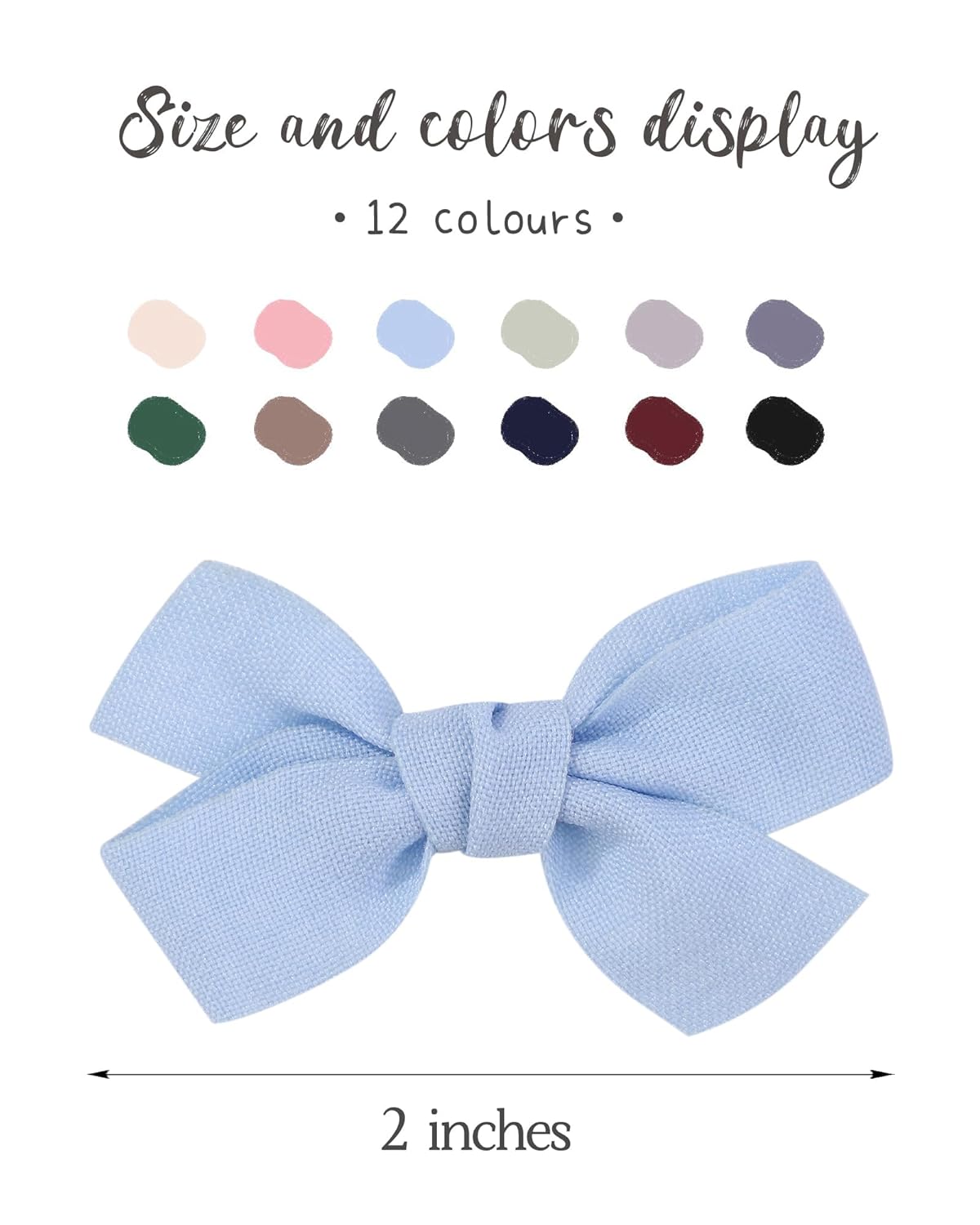 24PCS 2" Baby Hair Bows Clips – Fully Lined Solid Ribbon Mini Clip Bows for Baby Girls, Toddlers, Kids, Teens – Multicolor