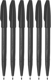 Pentel Original Sign Pen S520 – Fibre Tip Fineliner Marker Pens, 2mm Nib, 1mm Line Width, Pack of 6