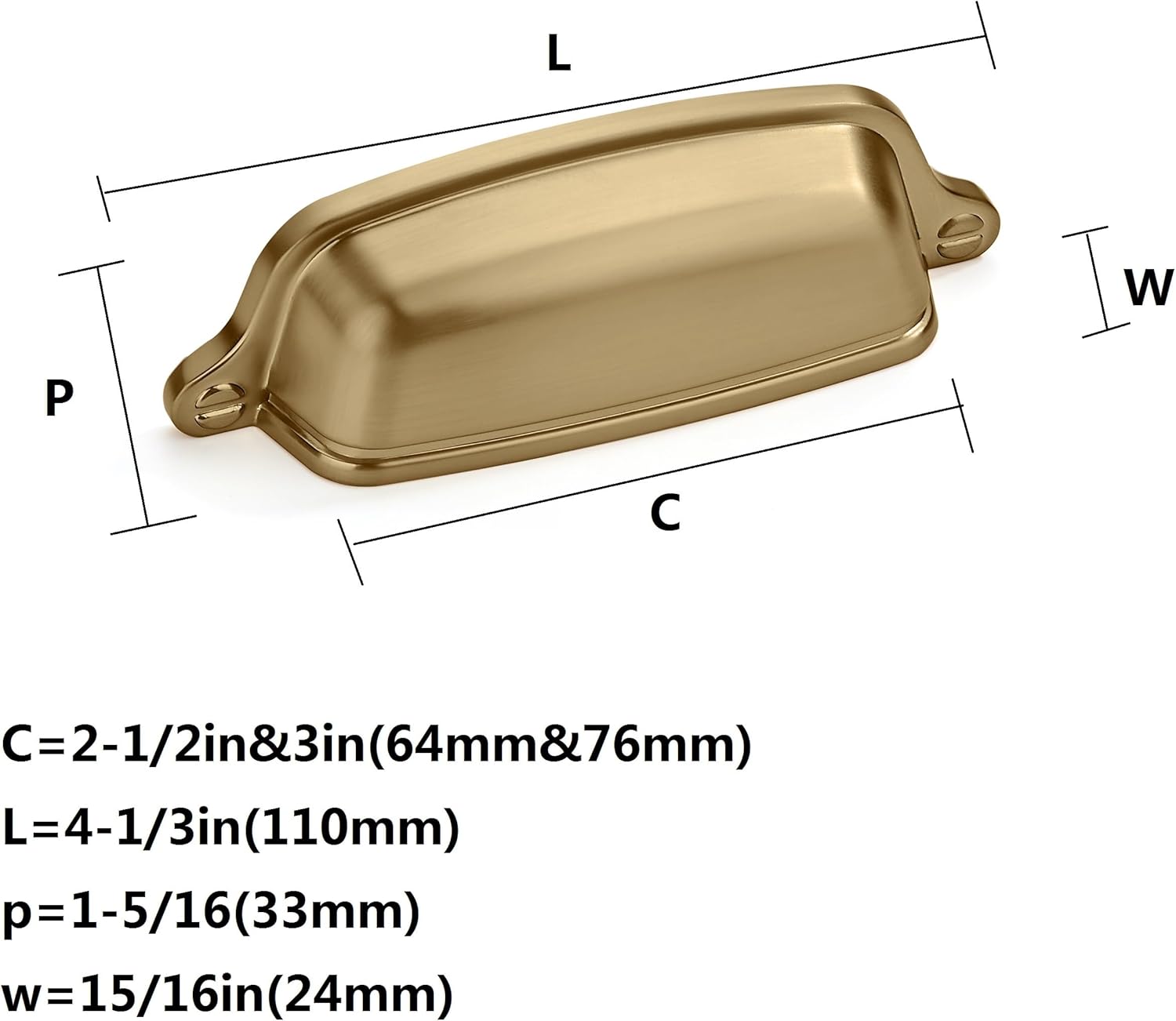 khtumeware 10-Pack 3-Inch Cup Drawer Pulls – Champagne Bronze Cabinet Handles – Brushed Gold Zinc Alloy Hardware for Kitchen, Bathroom, or Dresser Cabinets