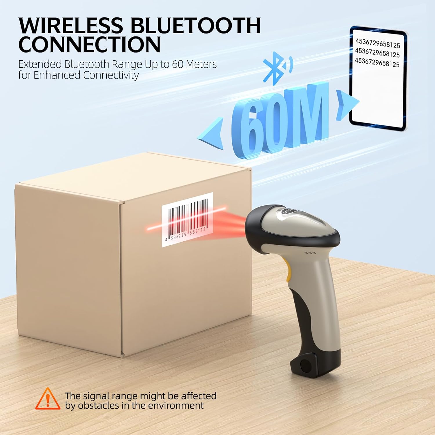 TEEMI Bluetooth 1D Barcode Scanner with Optional Stand – Wireless Laser Reader for iPhone, iPad, Android, Windows, Mac – Pre-Owned