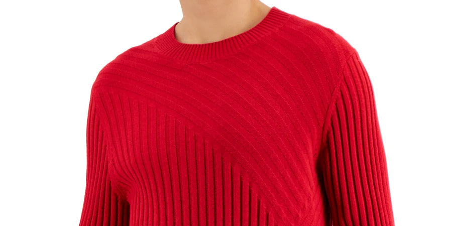 INC International Concepts Mens Tucker Crewneck Sweater Ruby, Dark Red - Medium