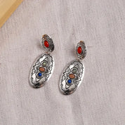 Dangle Bohemian Earrings With Colorful Synthetic Gems