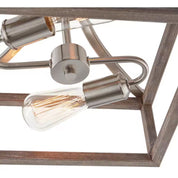 Boswell Quarter 12-1/2 in. 2-Light Brushed Nickel Farmhouse Semi-Flush Mount with Painted Weathered Gray Wood Accents
