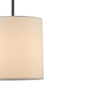 10 in. 1-Light Black Drum Pendant Light Fixture with Linen Shade