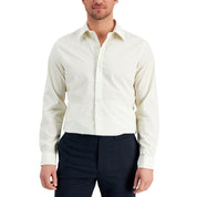 Club Room Men's Slim Fit Deco-Check Dress Shirt, White - Large