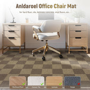 Anidaroel 48"x60" Chair Mat for Hardwood & Tile Floors – Anti-Slip Desk Chair Rug for Home Office, Large Rectangular Floor Protector for Rolling Chairs, Rice Coffee-2 / Check