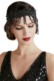 BABEYOND 1920s Flapper Headpiece – Roaring 20s Great Gatsby Headband, Vintage Hair Accessory for Women, Black