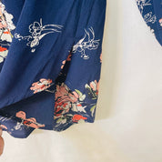 Fun2Fun Women's Lined Floral Blouse with Ruched Shoulders