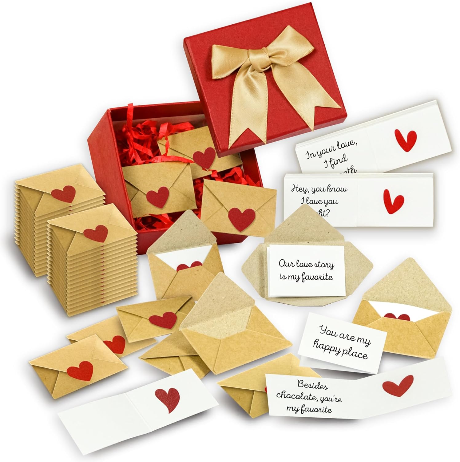 60 Love Notes for Him or Her – Mini Envelope Anniversary Cards & Lunch Notes – Long Distance Relationship Gift