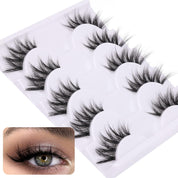 Zanlufly Half Lashes Manga Natural Wispy 3/4 Cat Eye False Eyelashes – Reusable Soft Faux Mink Lashes with Clear Band (Black)