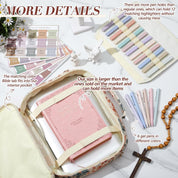 Extra Large Bible Cover Case – 12.8 x 10.5" Chenille Letter PU Leather Bible Bag with Shoulder Strap, Bible Tabs