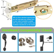ACEPLANET 5" Backset Entry Door Latch with Standard Keyed Knobset – Satin Nickel Finish, Non-Handed, Square Interface & Corner Faceplate