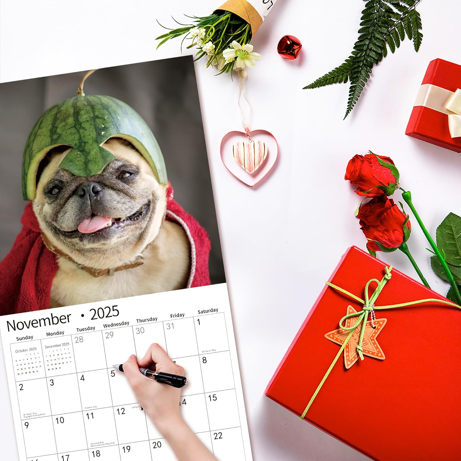 Windrio 2025 Wall Calendar – Bulldogs Theme, January to December 2025, 12" x 24" Opened