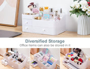 ONXE Large Capacity Makeup Organizer with Drawers – Waterproof Countertop Vanity Storage for Bathroom, Bedroom, and Desk – White