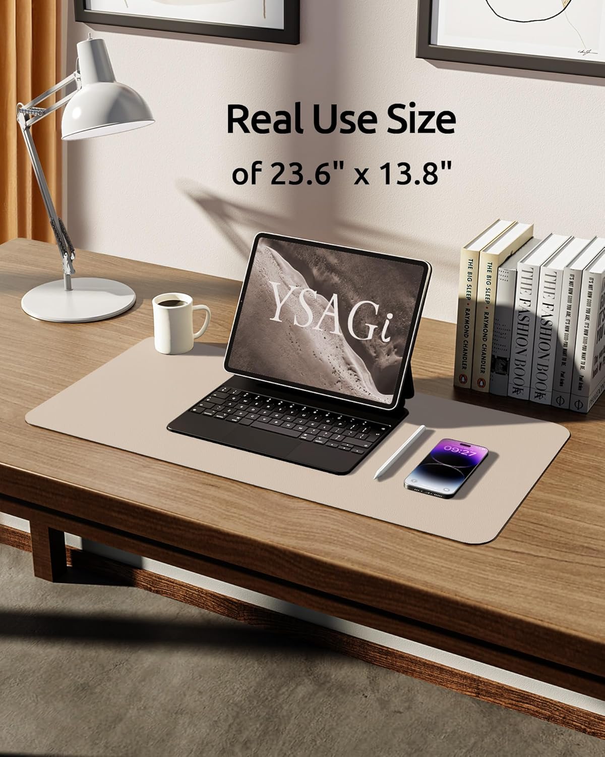 Leather Desk Pad Protector – Large PU Leather Desk Mat (23.6" x 13.8") – Waterproof, Non-Slip Writing Pad for Office & Home