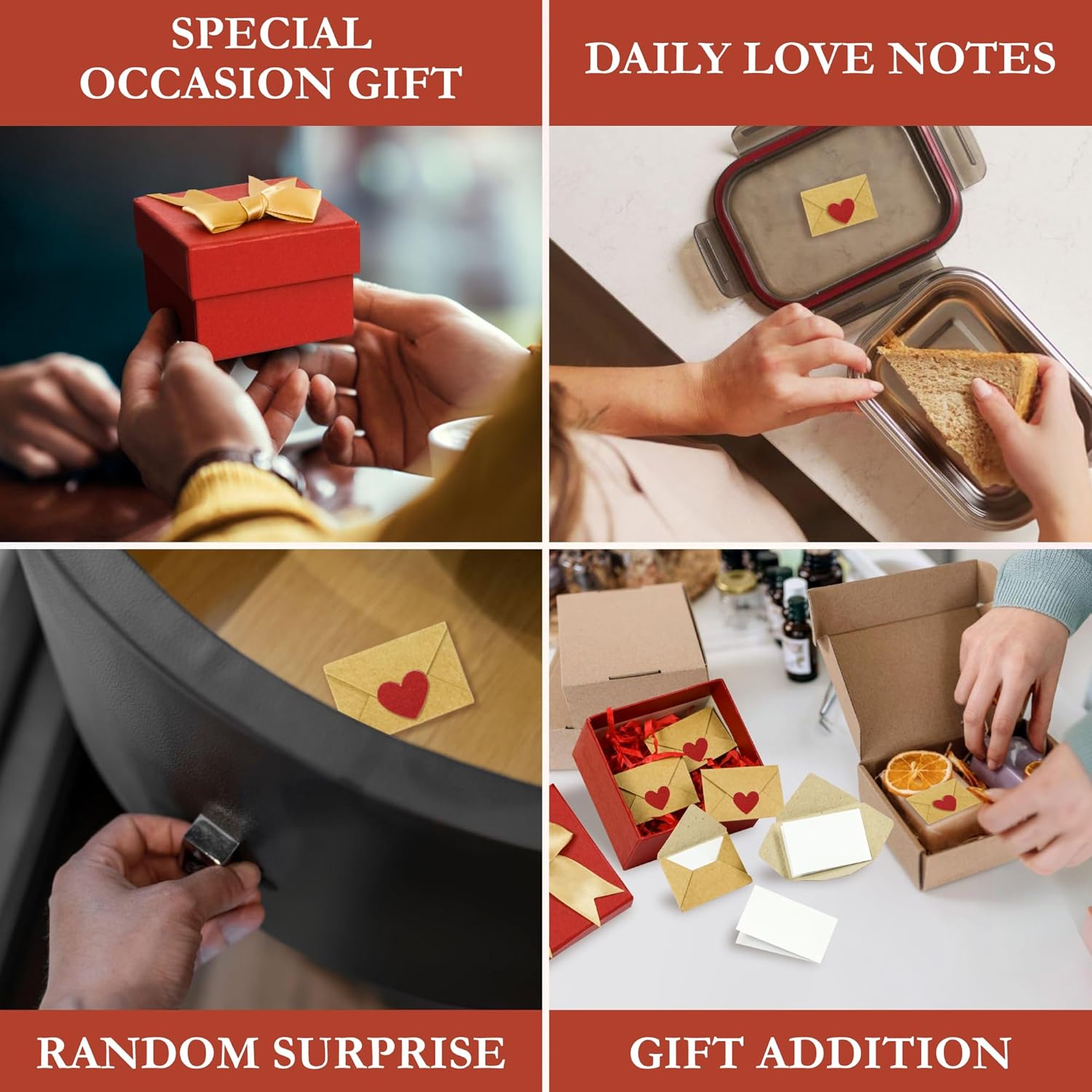 60 Love Notes for Him or Her – Mini Envelope Anniversary Cards & Lunch Notes – Long Distance Relationship Gift