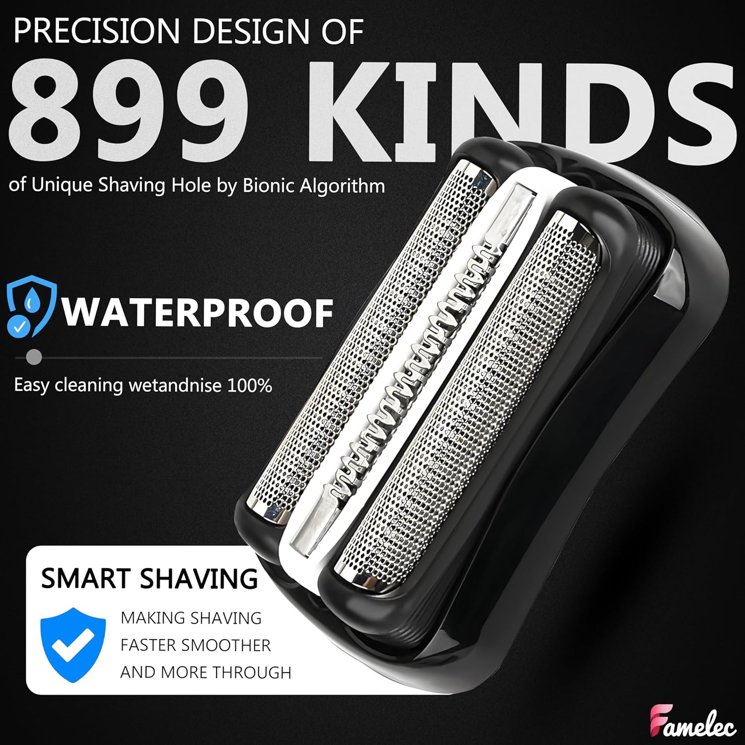 Head Shaver Replacement for Braun Series 3 – 32B Foil & Cutter, Waterproof, Compatible with Wet & Dry Electric Razors