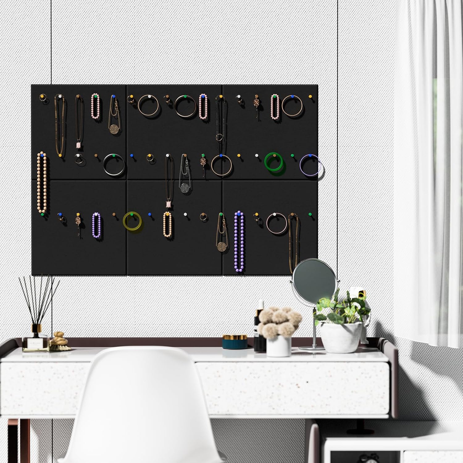 MaxGear Large Cork Board for Wall – 36" x 24" Black Bulletin Board, 6-Pack Felt Wall Tiles with Pushpins – Office Push Pin Board, Tack Board, Felt Board