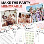 Wildflower Bridal Shower Games – Set for 30 Guests – 4 Funny Floral Wedding Shower Games – Love In Bloom Bridal Party Bingo and Activities Set
