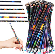Geyee 36 Pcs Space & Hawaiian Shark Theme Pencils – Fun Novelty Party Favors with Erasers – Wood Writing Pencils for Birthday Parties & Classroom Rewards