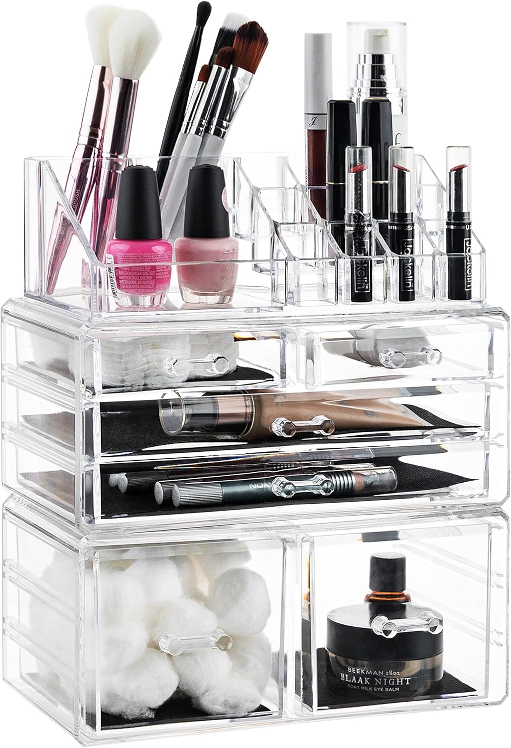 Masirs Clear Cosmetic Storage Organizer – Stackable & Durable Acrylic Makeup Organizer – Stylish, Versatile Design to Simplify Your Life