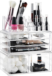 Masirs Clear Cosmetic Storage Organizer – Stackable & Durable Acrylic Makeup Organizer – Stylish, Versatile Design to Simplify Your Life
