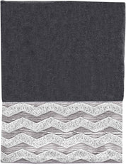 Avanti Galaxy Chevron Bordered Cotton Bath Towel – 27" x 50" – Black – Soft & Absorbent
