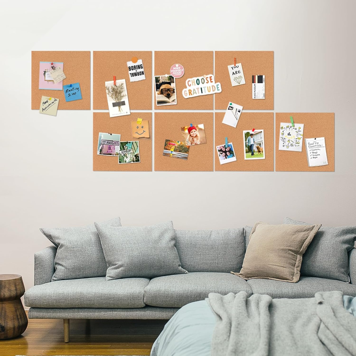 SVOPY Square Cork Bulletin Board Tiles – 7 Pack Extra Thick 12x12 Inches – Cork Sheets for Wall, Home Office, School Message Board, and Decorative Display