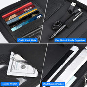 Portfolio Binder – Pacific Mailer 3-Ring Binder Organizer with Leather Folder, Writing Pad, Zipper Business Notebook for Tablets, Notepads, Resumes & Documents