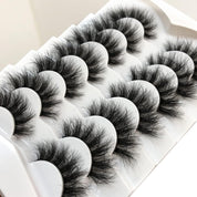 Pooplunch 7-Pair Pack Fluffy Cat-Eye False Eyelashes – 18MM 8D Wispy Mink-Like Lashes, Cruelty-Free, Volumizing Strips