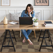 Anidaroel 48"x60" Chair Mat for Hardwood & Tile Floors – Anti-Slip Desk Chair Rug for Home Office, Large Rectangular Floor Protector for Rolling Chairs, Rice Coffee-2 / Check