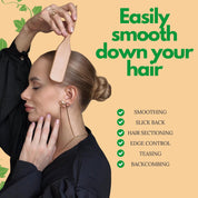 Boar Bristle Slick Back Hair Brush – Sleek Ponytail & Edge Control Styling Tool with Wide Rat Tail for Sectioning