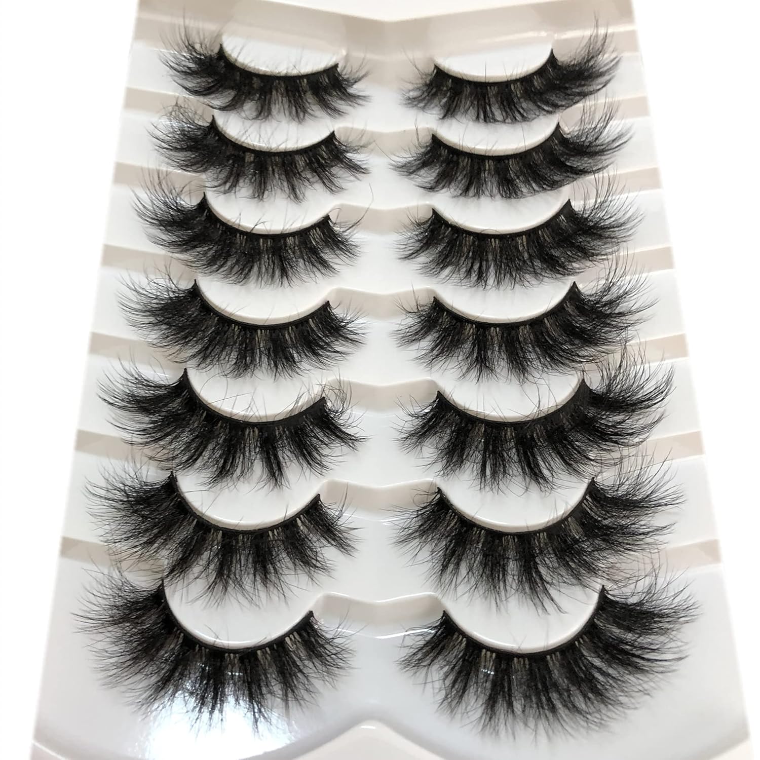 Pooplunch 7-Pair Pack Fluffy Cat-Eye False Eyelashes – 18MM 8D Wispy Mink-Like Lashes, Cruelty-Free, Volumizing Strips