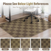 Anidaroel 48"x60" Chair Mat for Hardwood & Tile Floors – Anti-Slip Desk Chair Rug for Home Office, Large Rectangular Floor Protector for Rolling Chairs, Rice Coffee-2 / Check