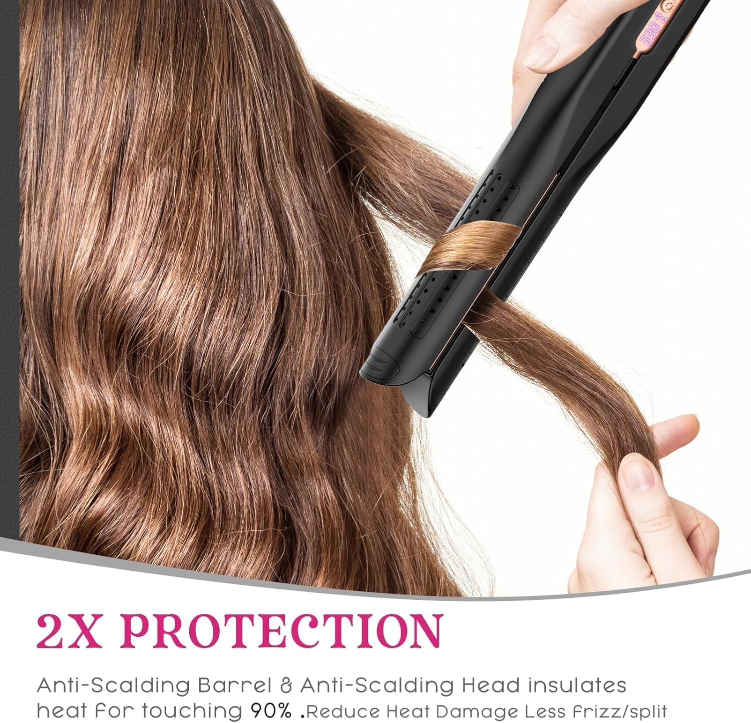 SKIMI Airflow Styler – Titanium Flat Iron & Curling Wand with Cooling Air Vents, 5 Heat Settings, Dual Voltage, Hair Straightener & Curler